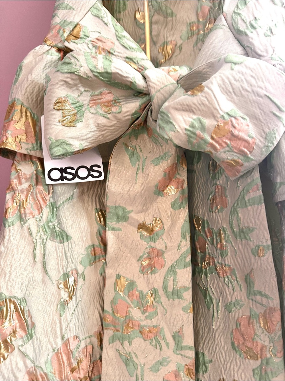 ASOS Pastel Pink, Mint & Gold Floral Bow Dress